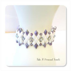 White Diamond shaped Bracelet Handmade Gifts